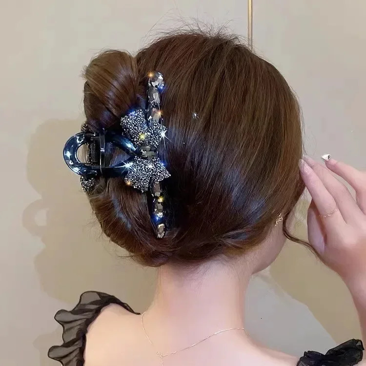 Diamond Bow Large Clip Fashion Senior Ladies Back of Head Hair Clip Disk Gripper Girls Hair Accessories Gift 250103