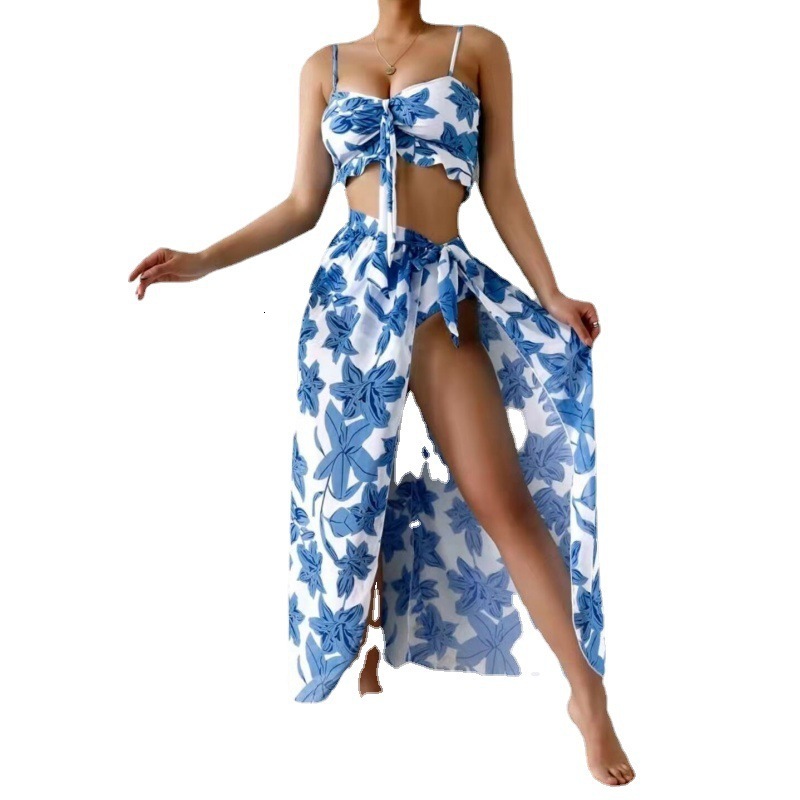 2025 new sexy mesh three piece bikini patchwork skirt designer women's swimsuit