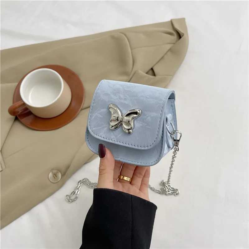 Small Square Bag Butterfly Chain Shoulder Crossbody Bag Mini Lipstick Bag Simple Trendy Saddle Bag Female Exquisite Purse WomenXJ250108