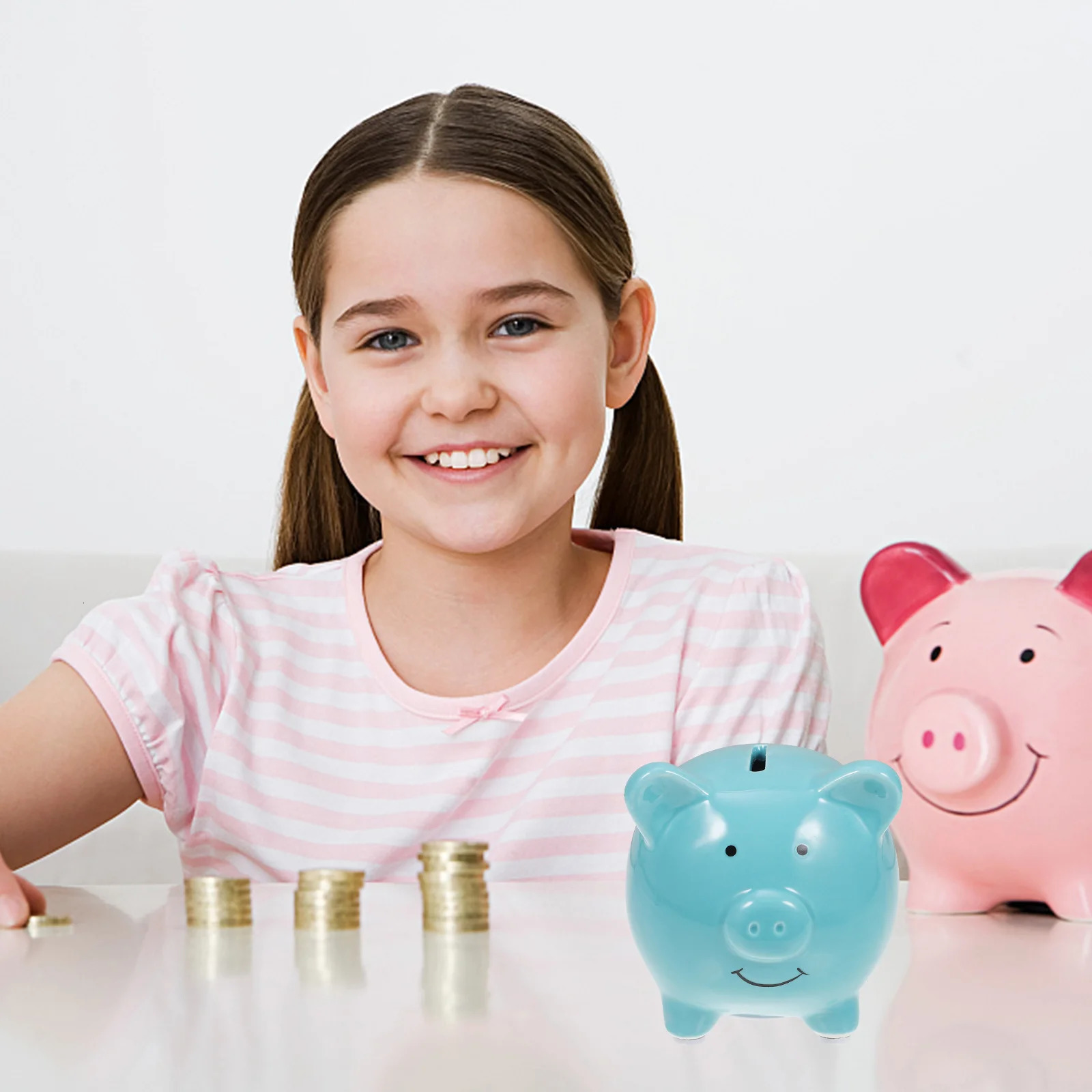 Imikeya Ceramic Piggy Bank Cute Pig Money Bank Coin Bank Girl Decoration Coin Bank Savings Gift 250103