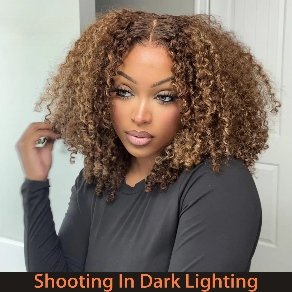 Brazilian Highlight Ombre Honey Blonde Wigs For Women 13X4 Lace Front Human Hair Burmese Curly Wig Synthetic 250%