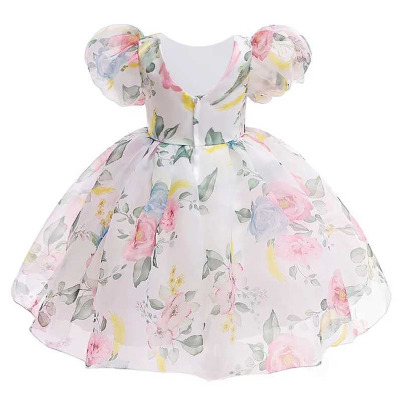 Elegant Flower Girls Par Dress Puff Sleeve Kids Bridemaid Dresses For Girl Wedding Prom Gown Children Birthday Princess DressXJ250108