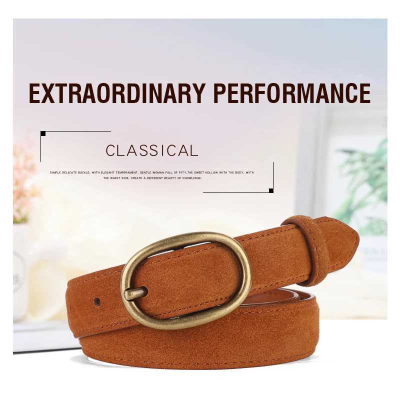 Simple and fashionable metal clip buckle real belt double-layer denim width 2.5cm womens jeans luxury designer belt W250109