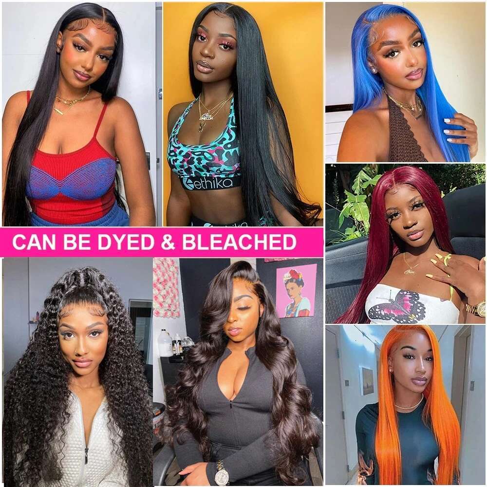 180% Density Straight HD Front Human Hair Wig Brazilian Remy 30 40 Inch 360 Transparent Lace Frontal Wigs For Black Women