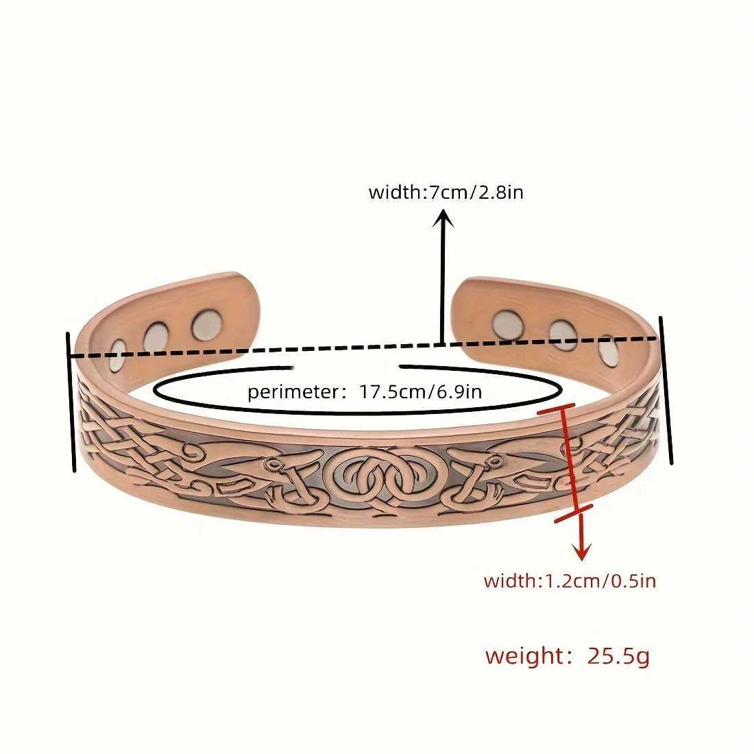 European and American Copper Vintage Simple Double Ring Pattern Magnet Energy Ring Bracelet SetXJ250109