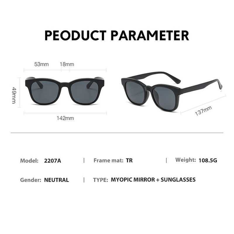 VCKA Mens Polarized Myopia 6-in-1 Sunglasses 2024 Classic Optical Magnetic Clip Prescription Customized Womens Glasses Frame -0.5~-10 W250109