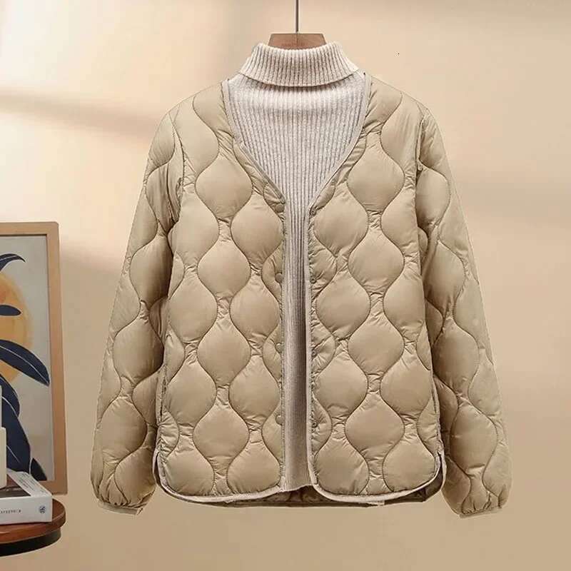 Fanan Women Ultralight Collarless Duck Jackets Winter Keep Warm Short Parkas Woman Matt Fabric Lightweight Down Cotton Coat