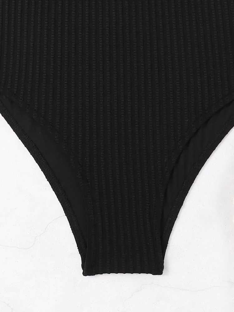 2024 Swimwear Women Sexy Bikini One-Piece Swimsuit Off Shoulder Ruffd Bathing Suit Woman Swimming Suit Beach Wear MonokiniXJ240108
