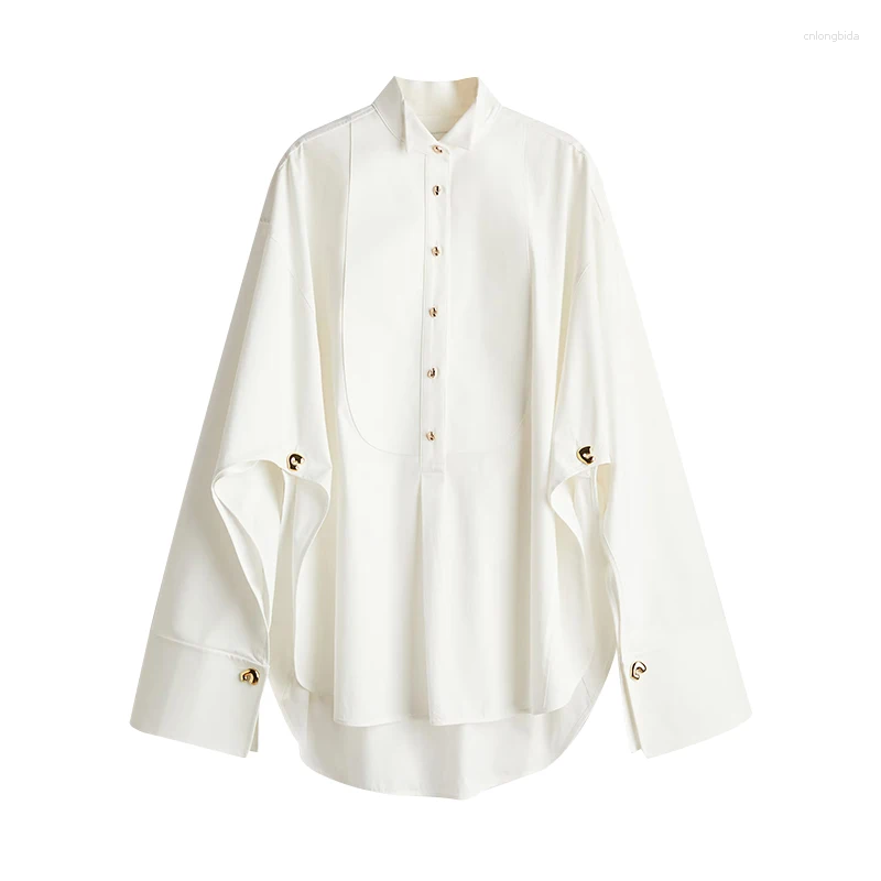 Womens Blouses Oversized Shirts For Women Raglan Sleeve Lapel Single Breasted Tops Female 2025 Spring Lady High Street Outwear