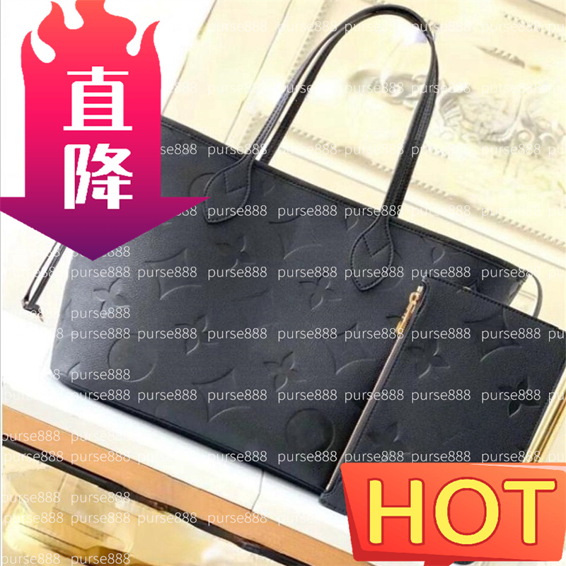 Neverfulls Designer Tote Shoulder Women Shopping Evening Bags Luxury Fashion Never Handbag MM GM Leather Checked Embossed Black Totes