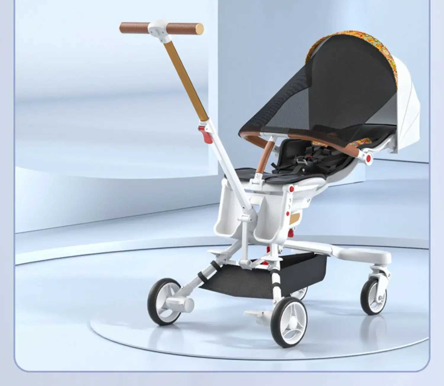 Children lying flat Pram portable travel baby luxury high landscape baby seat rotating commuting W250109
