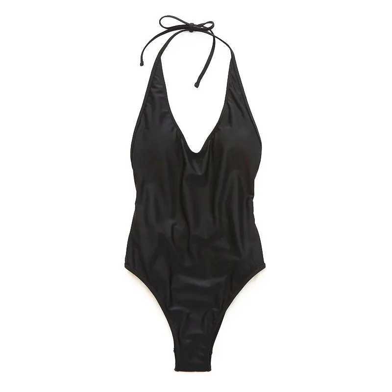 Black Swimwear Women 2023 One Piece Swimsuit Mesh Monokini Sexy Bathing Suit Fa Halter Swimming Costumes Swim Suit BeachwearXJ240108