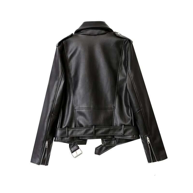 Classic Black Spring And Autumn The New Belt Detachable Epaulet Motorcycle Leather Jacket