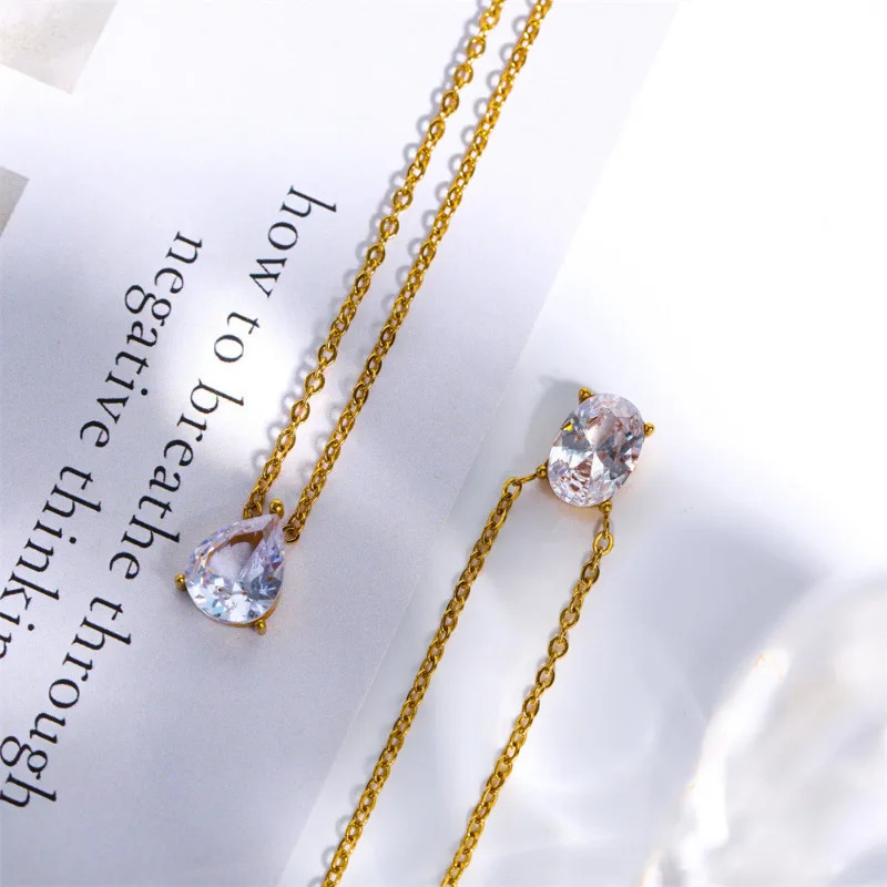 18K Gold Water Drop Oval Lab Diamond Chocker Necklace Party Wedding Pendants Necklaces for Women Men Anniversary Jewelry Gift 250107