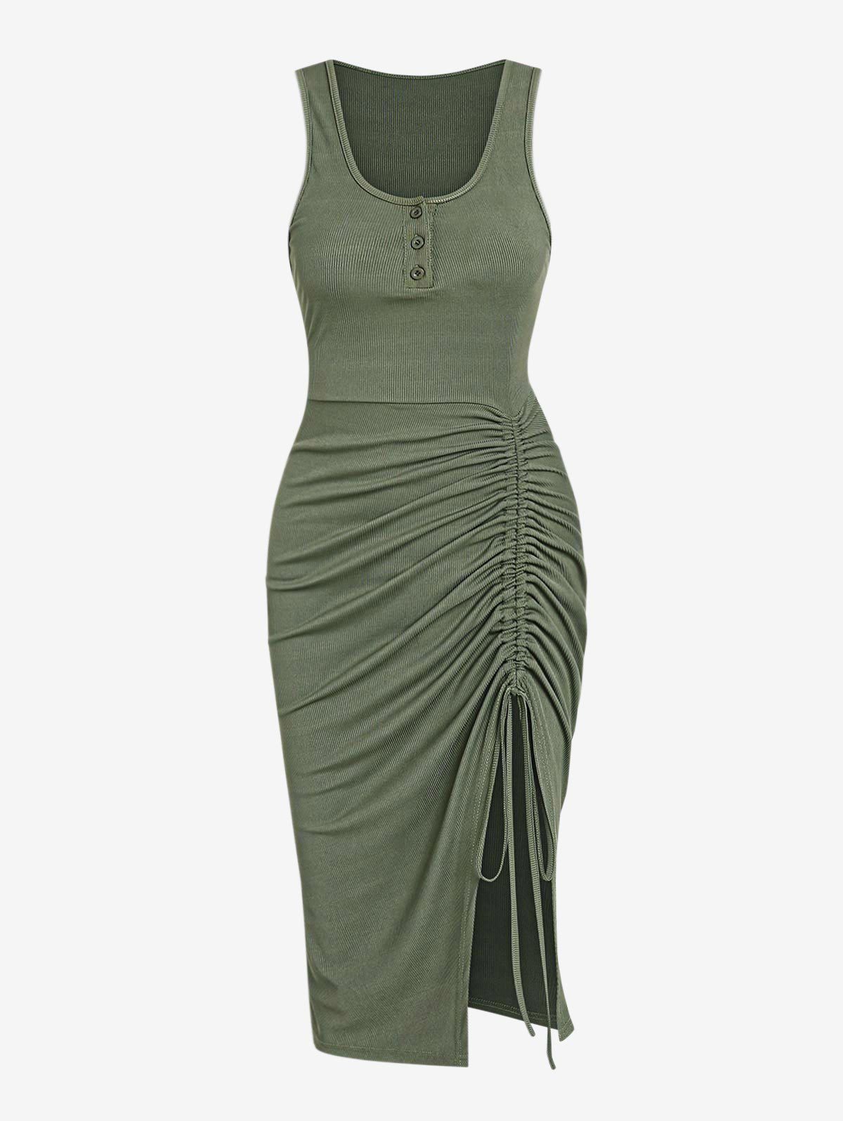 K3160 Sexy U-neck tight skirt thread drawstring pleated dress