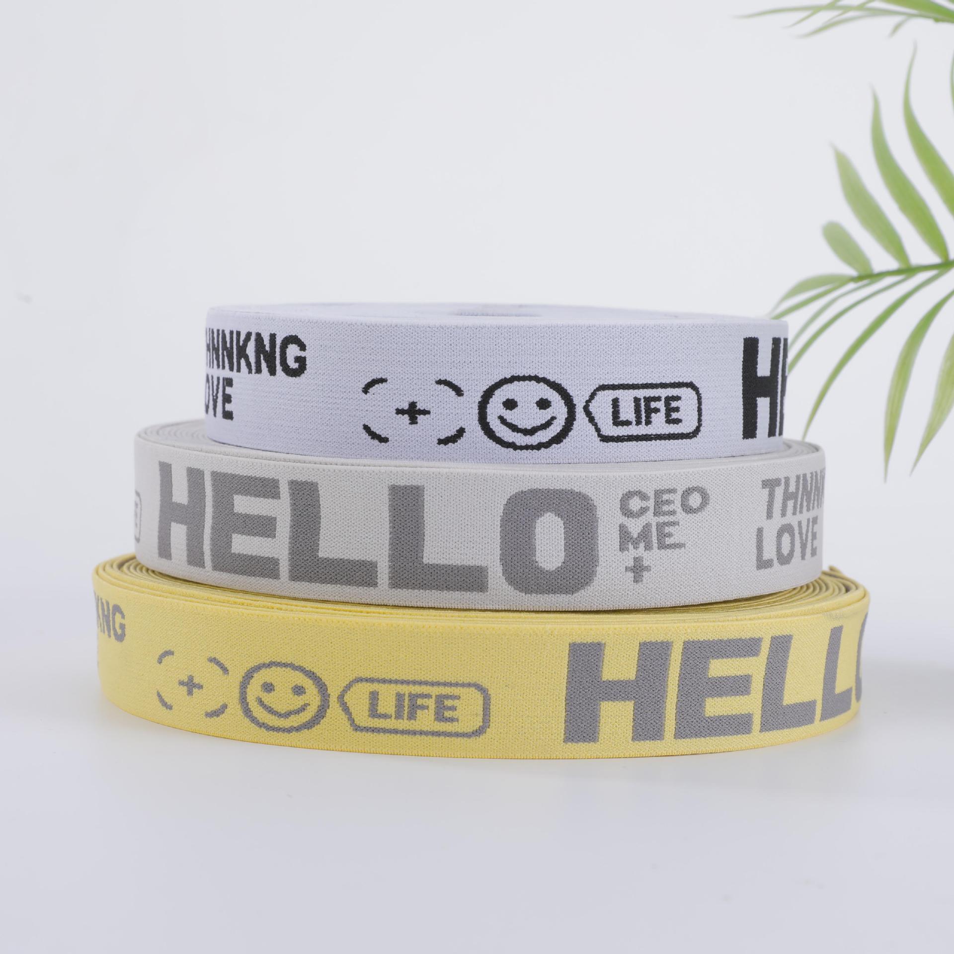 Alphabet jacquard elastic waistband with high elasticity and durability waistband for pants widened with rubber band