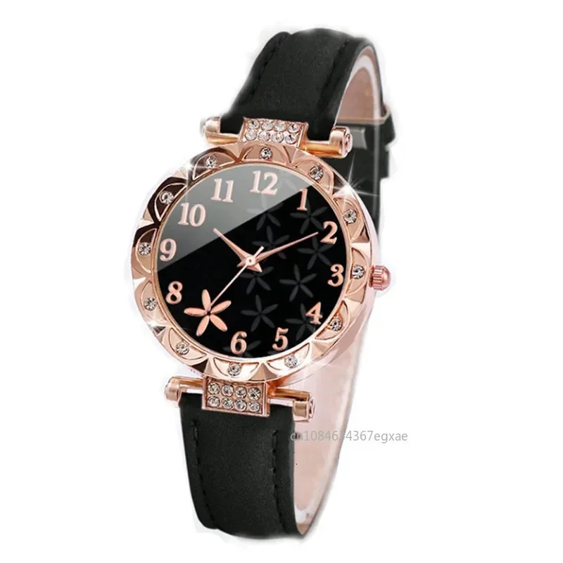 6PCS Set Watch For Women Leather Analog Ladies Quartz Wrist Fashion Bracelet Female Relogio Feminino 241228