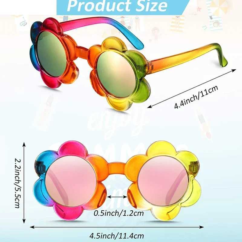 Childrens Flower Sunglasses Rainbow Colorful Cute Round Childrens Glasses Childrens Boys and Girls Outdoor Activities W250109