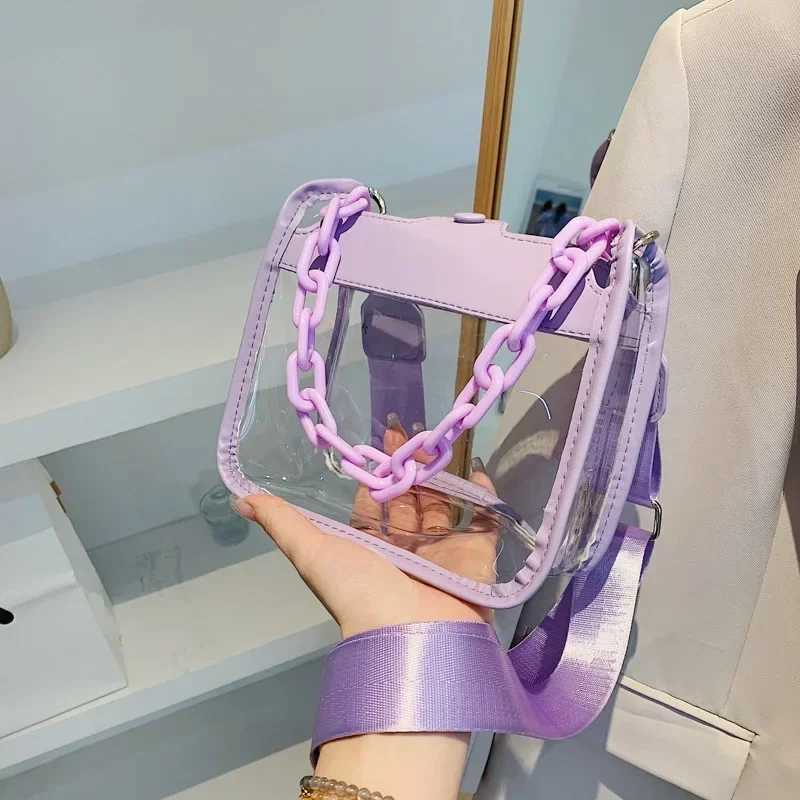 Clear Crossbody Bag for Women PVC Transparent Single Shoulder Chain Portable Messenger Bags Small Square Sahel Bag Girls GiftXJ250108