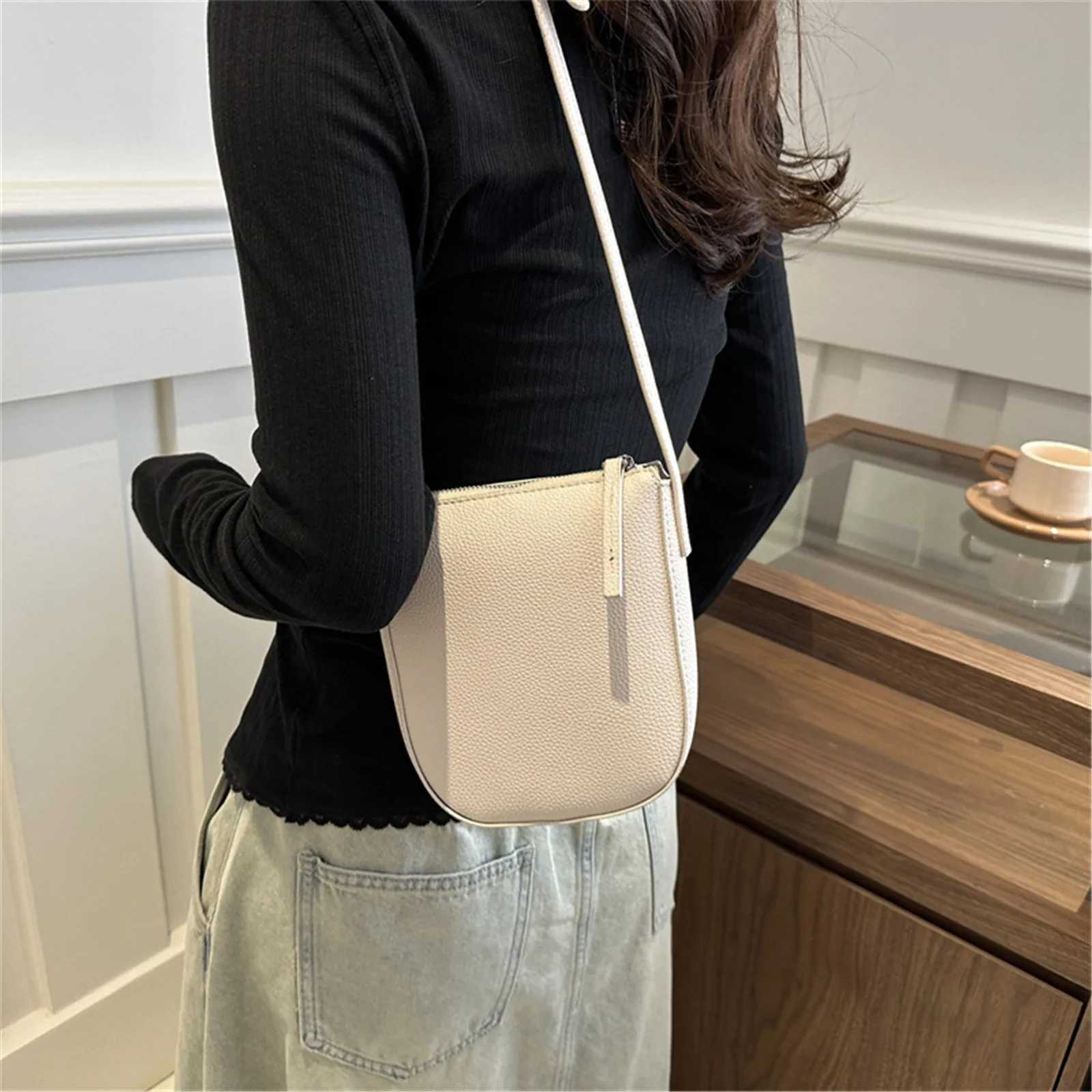 Solid Color Pu Shoulder Bags For Women Girls New Zipper Ladies Crossbody Phe Bag Travel Phe Key Coin Card Storage PouchXJ250108