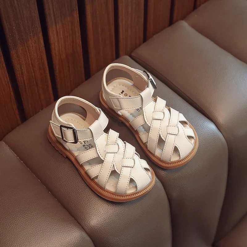 Fashion childrens PU leather sandals childrens girls boys sports sliders childrens closed toe beach shoes 3-6Y summer W250108