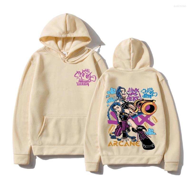 Men's Hoodies Arcane Jinx Hoodie Fashion Men Harajuku Anime Monkey Unisex Funny Cute Cartoon Pullovers Sweatshirts Hoodys