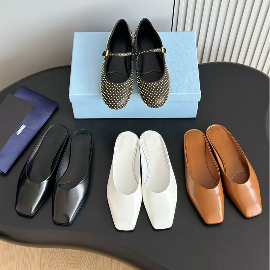 High quality Square toes mules slipper slides Flat shoes colg sandals Beach shoes Vacation shoes Real leather Luxury designer slides for womens Factory footwear