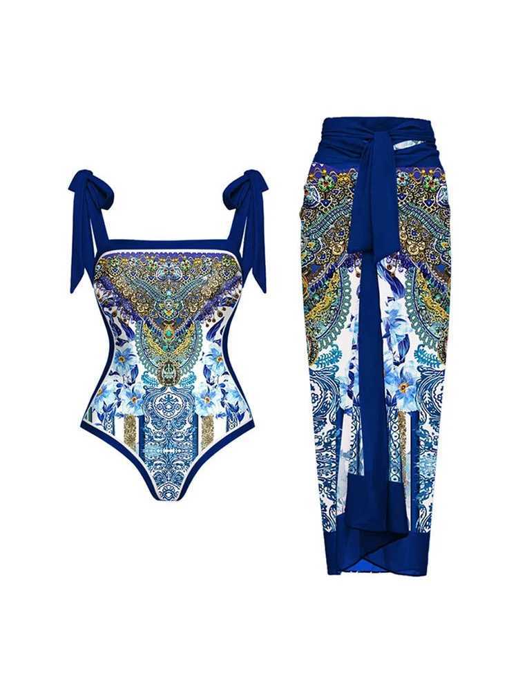 Egant Floral Printed Lace Up Swimsuit Women 2023 Brazil High Waist Tight Beach Suit Sexy ss Ruff Bikini Two Piece SetXJ240108