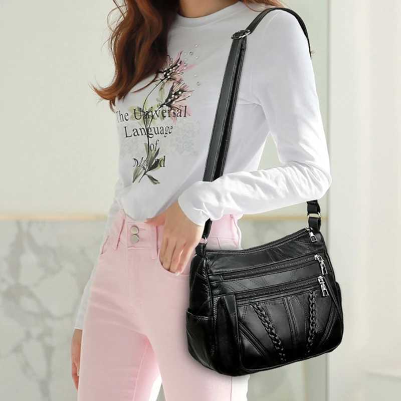 Women Shoulder Bag Fi Large Capacity Messenger Bags For Female Solid Color Crossbody Solid Black Color Travel HandbagsXJ250108
