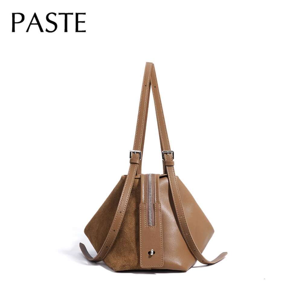 New 2025 Collection Purple Blue Matte Color Pillow Boston Tote Genuine Suede + Cow Leather Women Shoulder Bag Big Hobo Handbag