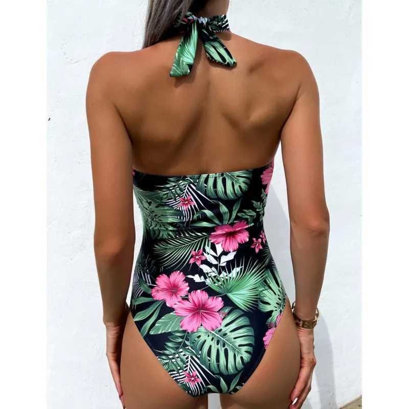 Sexy Floral One Piece Large Swimsuits Closed Plus Size Swimwear Fa Body Bathing Suit For Pool Beach Womens Swimming SuitXJ240108