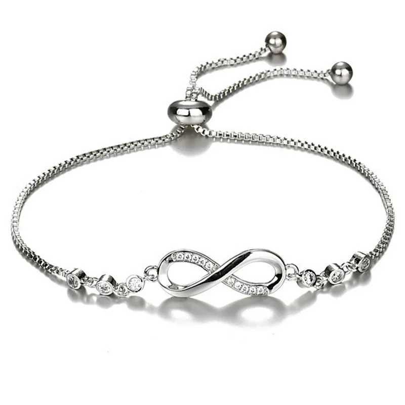 Wu 2022 New Fashion Popular Adjustable Bracelet Micro-inset Zircon Figure 8 Infinite Cycle Crystal Bracelet Female Hand JewelryXJ250109
