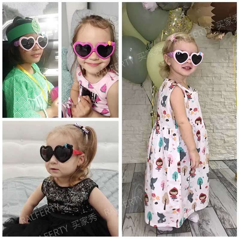 Ralfer flexible childrens sunglasses girls sunglasses polarized anti UV shadows baby heart-shaped sunglasses Oculos baby sunglasses W250109