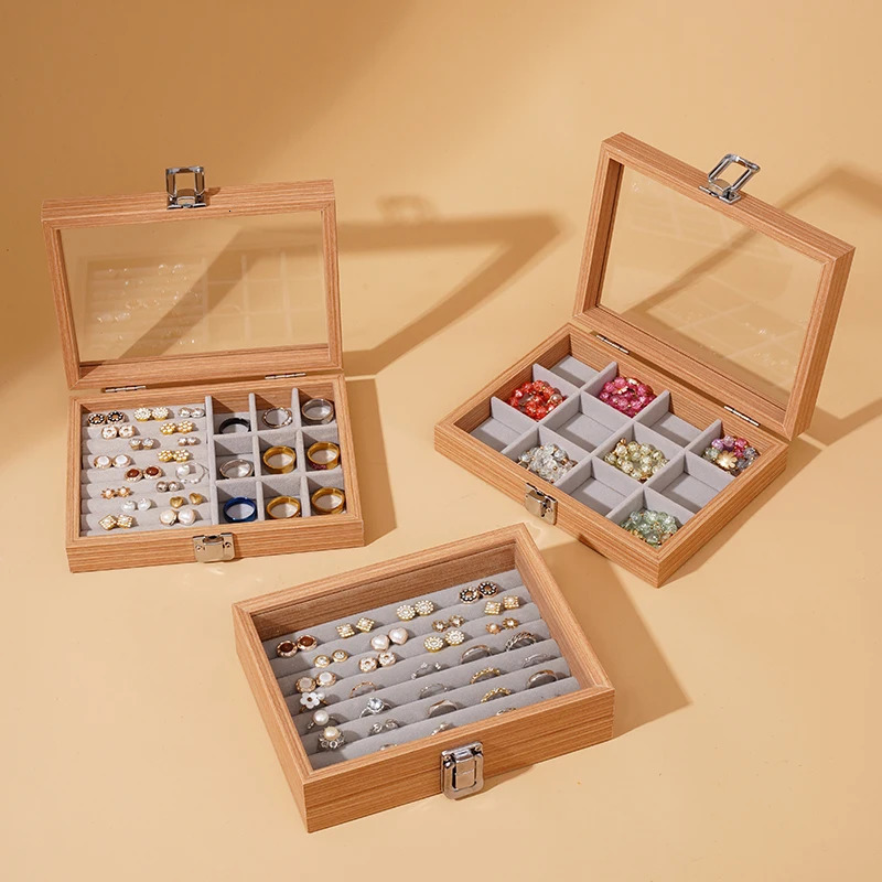 Jewelry box with covered beads ring necklace storage box earrings bracelets jewelry box 250106