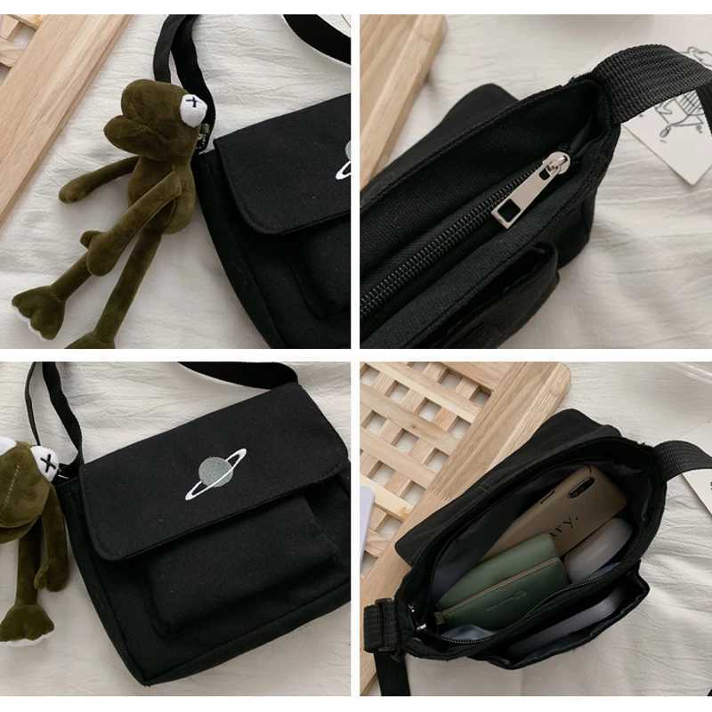 Casual Collage Student Messenger Bag Women Small Bag Canvas Shoulder Bag For Women Print Crossbody Bags Bolsas SacXJ250108