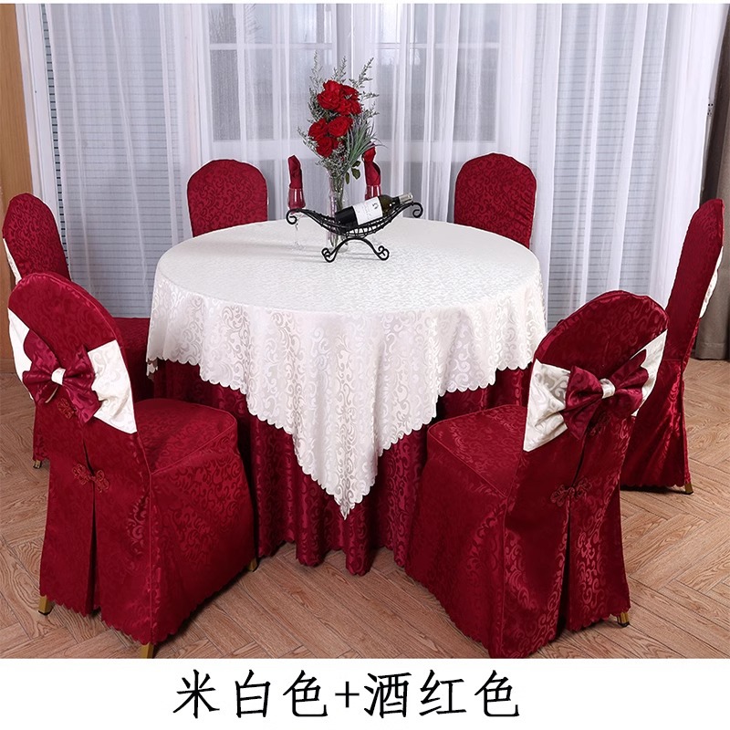 Red Jacquard Hotel Round Table Tablecloth Catering Commercial Hotel Special Round Lace Tablecloth