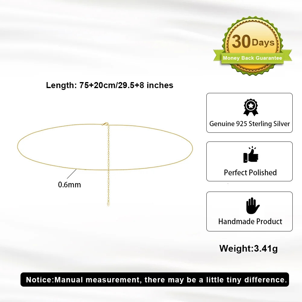 Kiss Mandy Simple Waist Chain for Belly 100% 925 Sterling Silver Chain for Women Girls Sexy Fashion Piercing Accessories CW02 250107