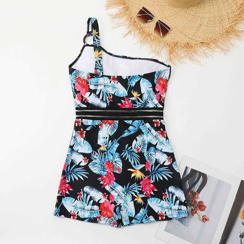 Bauhinia Women Printed One Piece Swimwear New High Waist Swimsuit Summer Beach Bathing Suit S~XLXJ240108