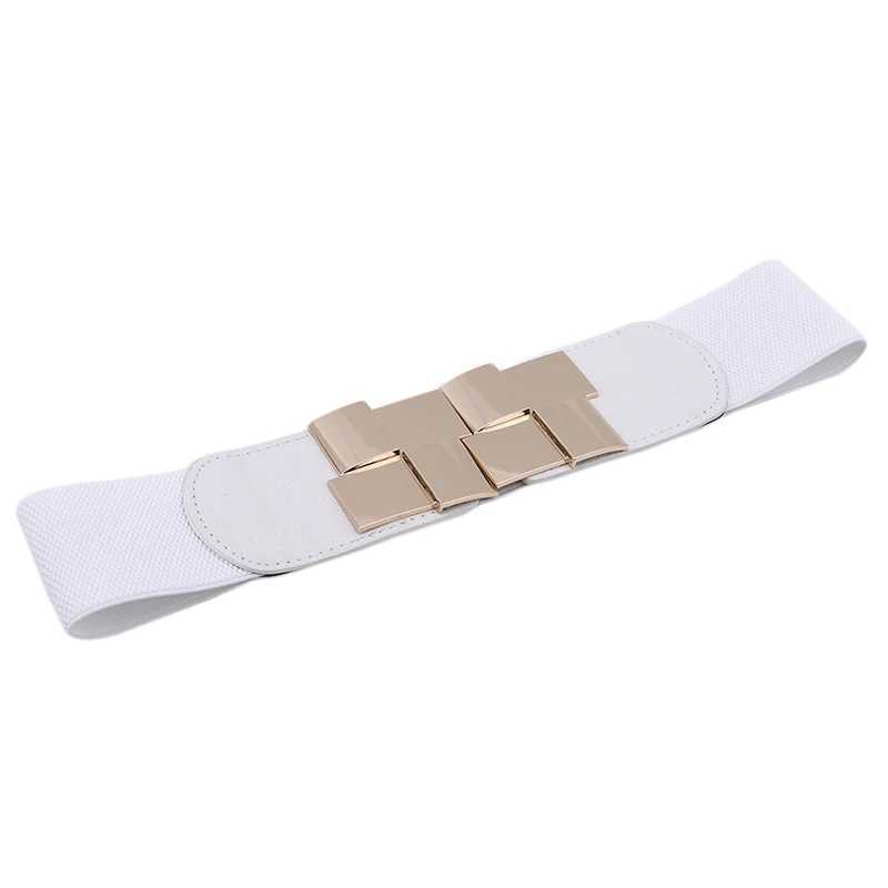 Womens elastic wide belt classic womens multi-color square buckle dress decoration ultra-thin elastic belt W250109
