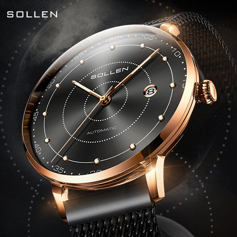 Fashionable Men's Ultra-Thin Watch with Automatic Mechanical Movement and Waterproof Design