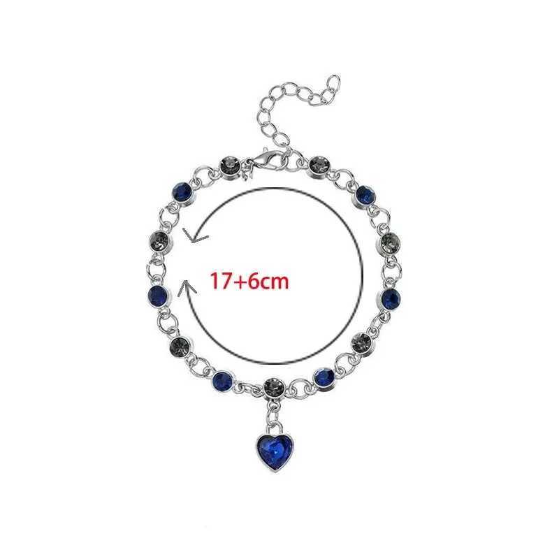 Women Silver Color Lucky Bracelet Female Blue Crystal Heart Charm Pulseras Bracelet Bridal Wedding Engagement Fine Jewelry GiftXJ250109
