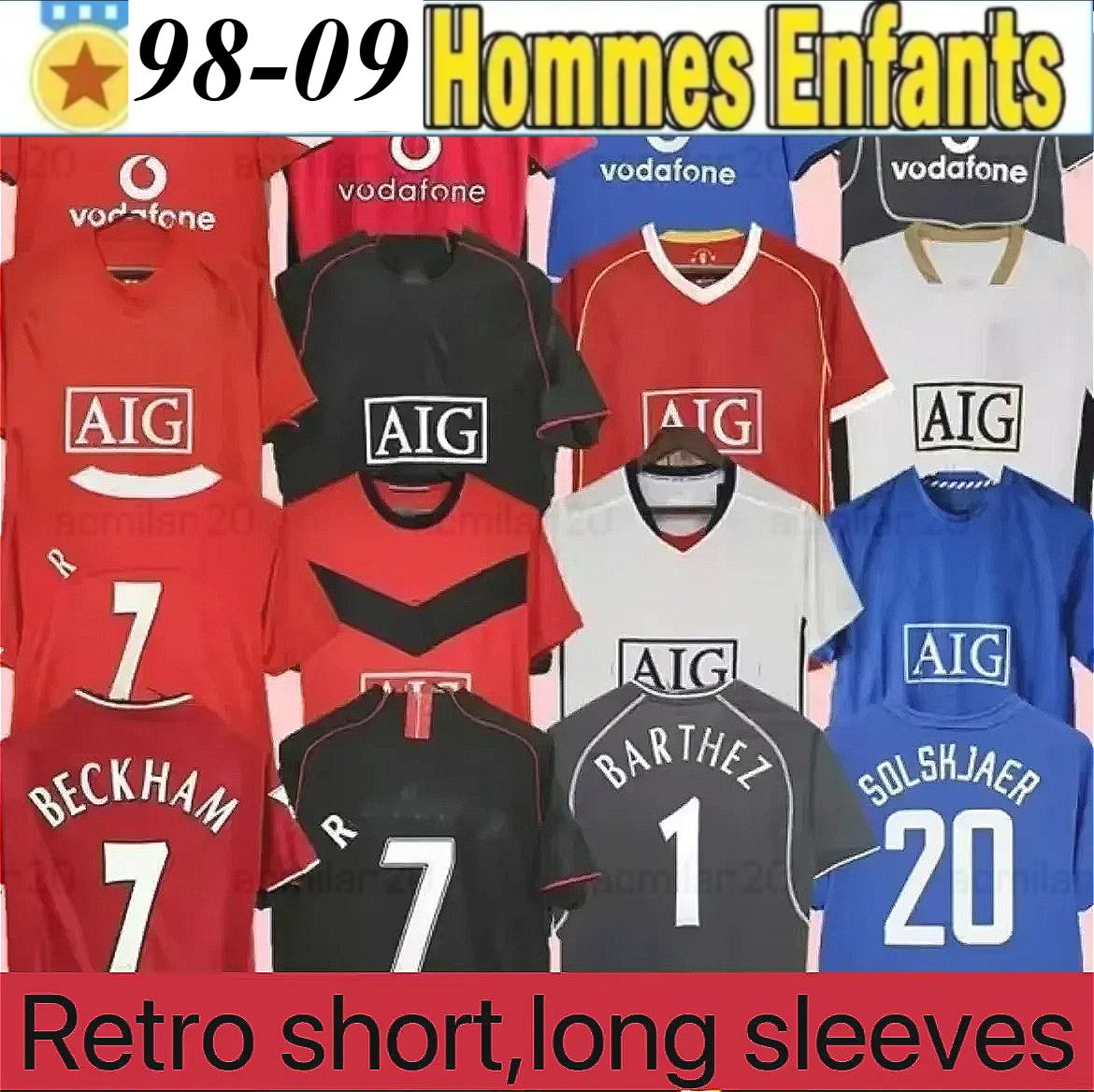 S-4XL Retro Soccer Jerseys 1998- 09 United Manchestee Long Sleeved Rooney Giggs Nani 2006 2007 Retro Short Sleeved Shirt BARTHEZ SAHA RONALDO Beckham ROONEY TEVEZ 6666