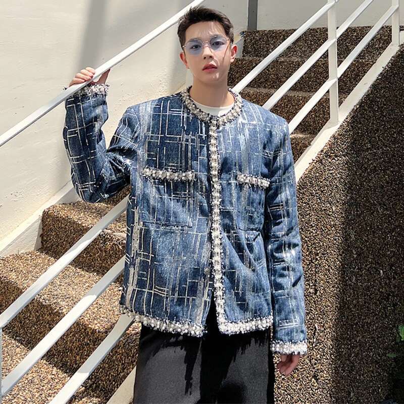 Fashion New Patchwork Stripe Design Denim Jackets Men's Personality Stylish Coats Korean Reviews Many Clothes