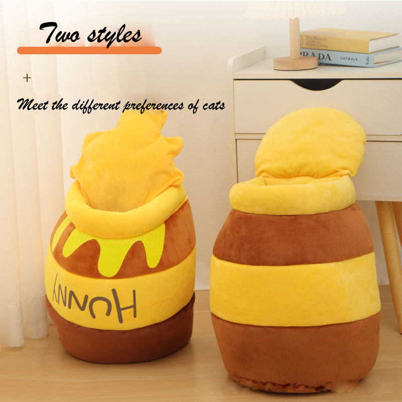 Cute autumn and winter deep sleep pet house with thick pad inside, cartoon style, warm for dogs and cats