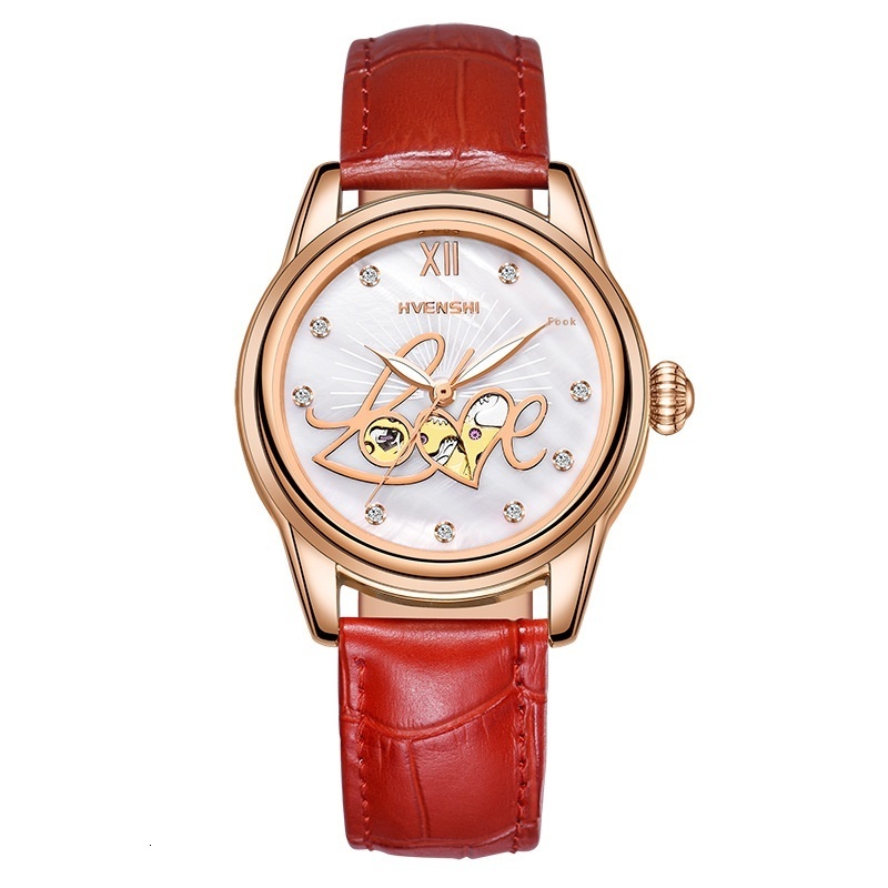 Stylish Waterproof Automatic Watch for Ladies with Luminous Mother-of-Pearl Dial