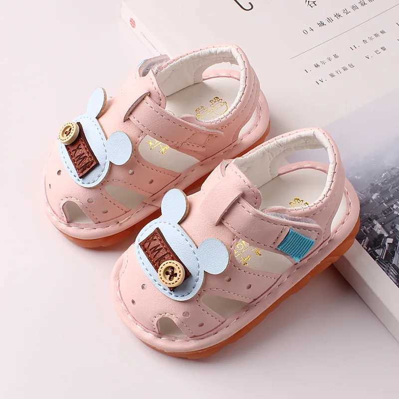 Baby sandals with sound for boys summer cut breathable childrens shoes soft and non slip round toes first mover W250108