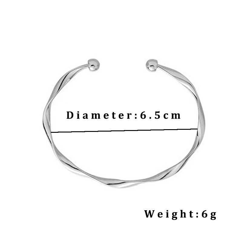 Silver Color Twisted Wave Bracelets Bangles for Women Hand Jewelry New Fashion Cuff Bangles Girl Simple Accories pulserasXJ250109