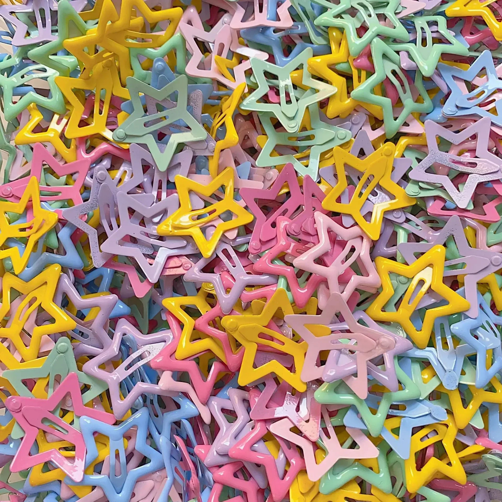 2010Pcs Girls Y2K BB Star Clips For Kids Solid Color Headwear Alloy Barrettes Cute Glitter Hair Hairpins Accessories 241228