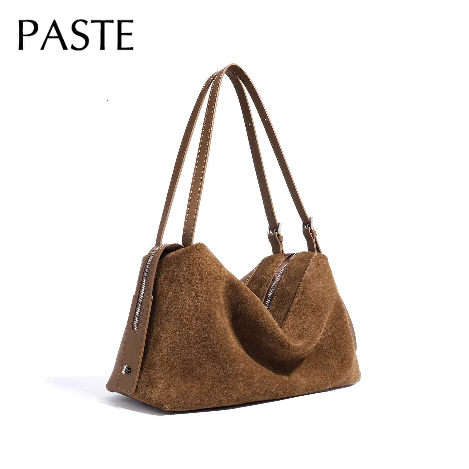New 2025 Collection Purple Blue Matte Color Pillow Boston Tote Genuine Suede + Cow Leather Women Shoulder Bag Big Hobo Handbag
