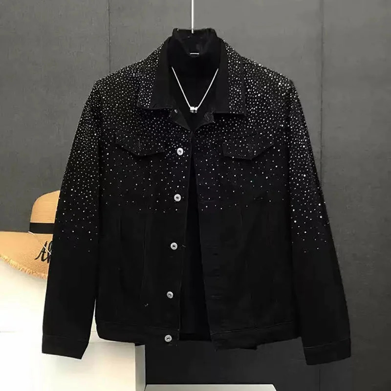 Mens Clothing Spring and Autumn high quality Stars Drilling Jacket Fashion All-match Handsome Loose Casual Jacket 250108